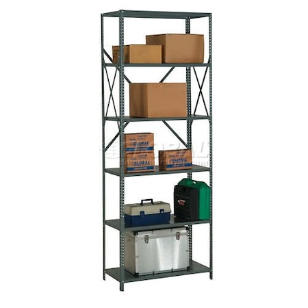 Global Industrial 6 Shelf, 20 Ga Open Steel Shelving Unit, 48inW x 12inD x 97inH, Gray 234470A